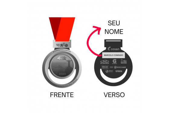 Nome gravado na medalha - Maratona do Rio 2020