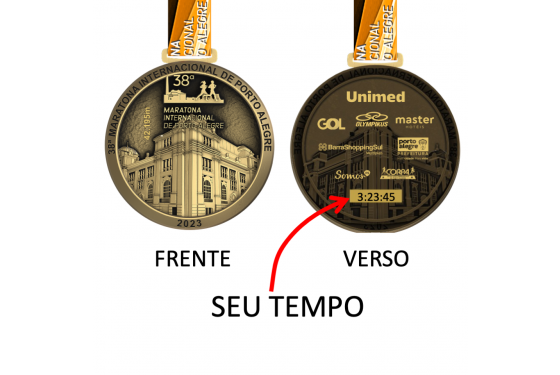 Gravação na medalha - Maratona de Porto Alegre 2023